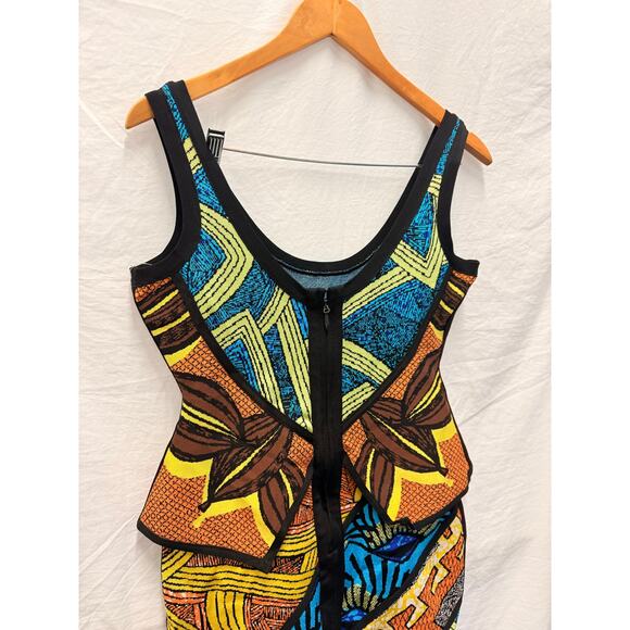 Angelbrinks Tribal Jacquard‎ Peplum Dress Afro Print Large 3D - Picture 4 of 6